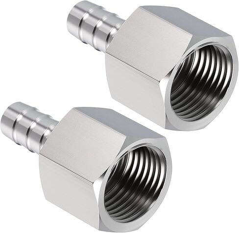 Pack of 2 Stainless Steel Hose Barbs Fittings 3/8" Hose Barbs to 1/2" NPT Female Fittings in Kuwait