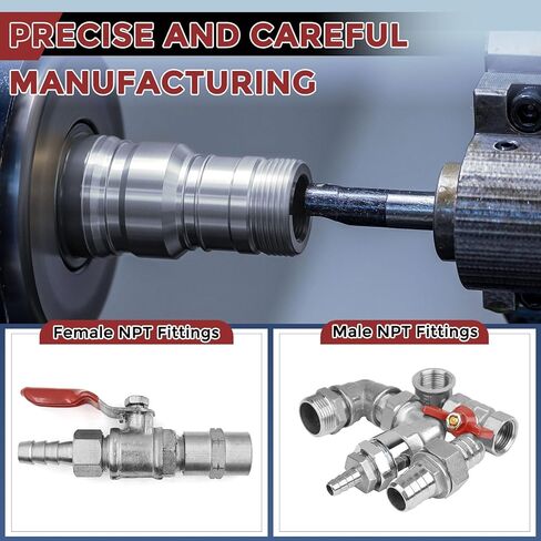 Pack of 2 Stainless Steel Hose Barbs Fittings 3/8" Hose Barbs to 1/2" NPT Female Fittings in Kuwait