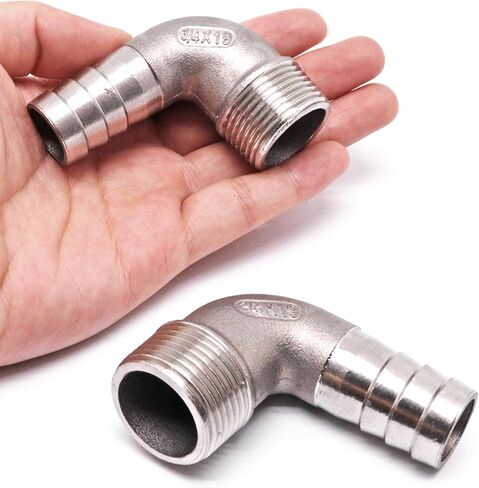 304 Stainless Steel 90 Degree Elbow Male Thread 3/4" NPT to 3/4" Barb Pipe Fitting 2PCS in Saudi Arabia