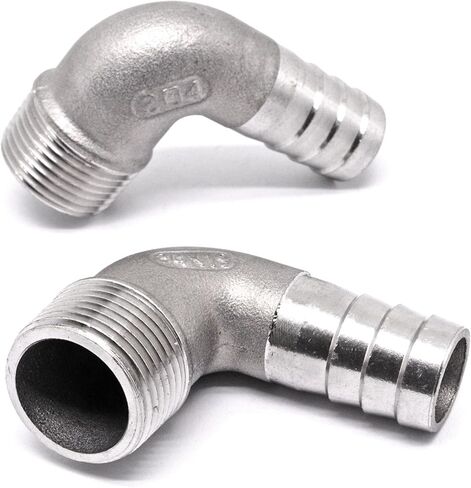 304 Stainless Steel 90 Degree Elbow Male Thread 3/4" NPT to 3/4" Barb Pipe Fitting 2PCS in Saudi Arabia