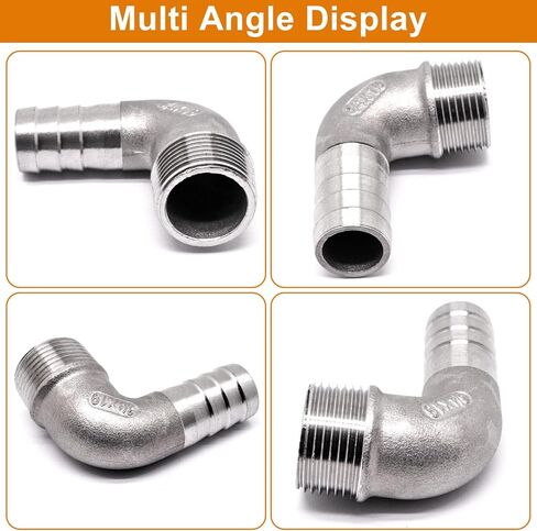 304 Stainless Steel 90 Degree Elbow Male Thread 3/4" NPT to 3/4" Barb Pipe Fitting 2PCS in Saudi Arabia