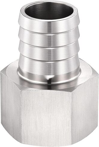 METALLIXITY 1 قطعة قضبان سداسية من الفولاذ المقاوم للصدأ خرطوم بارب إلى محول أنثى NPT 1 بوصة بارب × 1 بوصة NPT أنثى للسيارات والدراجات النارية والبحرية والشاحنات وأنظمة الوقود RV in Kuwait