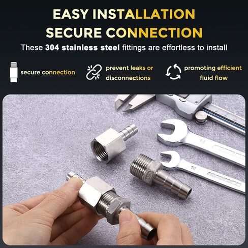 METALLIXITY 1 قطعة قضبان سداسية من الفولاذ المقاوم للصدأ خرطوم بارب إلى محول أنثى NPT 1 بوصة بارب × 1 بوصة NPT أنثى للسيارات والدراجات النارية والبحرية والشاحنات وأنظمة الوقود RV in Kuwait