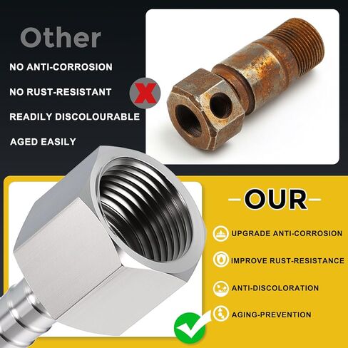 METALLIXITY 1 قطعة قضبان سداسية من الفولاذ المقاوم للصدأ خرطوم بارب إلى محول أنثى NPT 1 بوصة بارب × 1 بوصة NPT أنثى للسيارات والدراجات النارية والبحرية والشاحنات وأنظمة الوقود RV in Kuwait