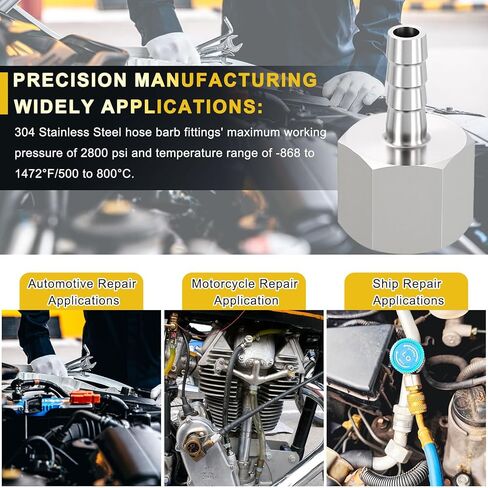 METALLIXITY 1 قطعة قضبان سداسية من الفولاذ المقاوم للصدأ خرطوم بارب إلى محول أنثى NPT 1 بوصة بارب × 1 بوصة NPT أنثى للسيارات والدراجات النارية والبحرية والشاحنات وأنظمة الوقود RV in Kuwait