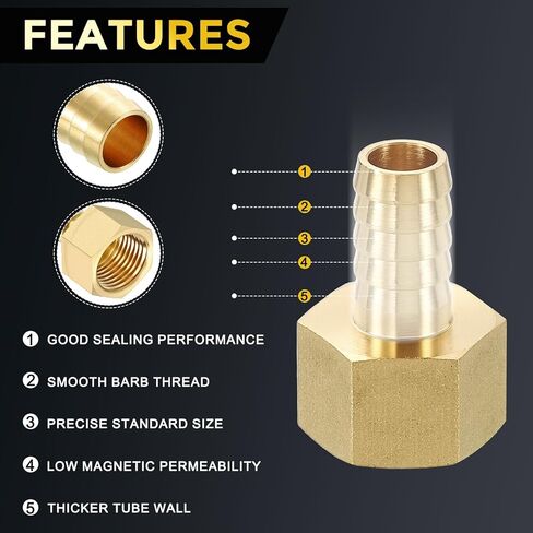 قطعة واحدة من METALLIXITY محول خرطوم نحاسي إلى NPT أنثى 1/2 بوصة Barb x 1/2 بوصة NPT أنثى للسيارات والدراجات النارية والبحرية والشاحنات وأنظمة الوقود RV in Kuwait