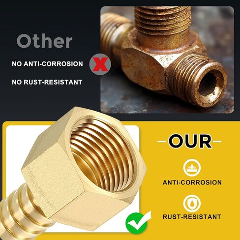 قطعة واحدة من METALLIXITY محول خرطوم نحاسي إلى NPT أنثى 1/2 بوصة Barb x 1/2 بوصة NPT أنثى للسيارات والدراجات النارية والبحرية والشاحنات وأنظمة الوقود RV in Kuwait