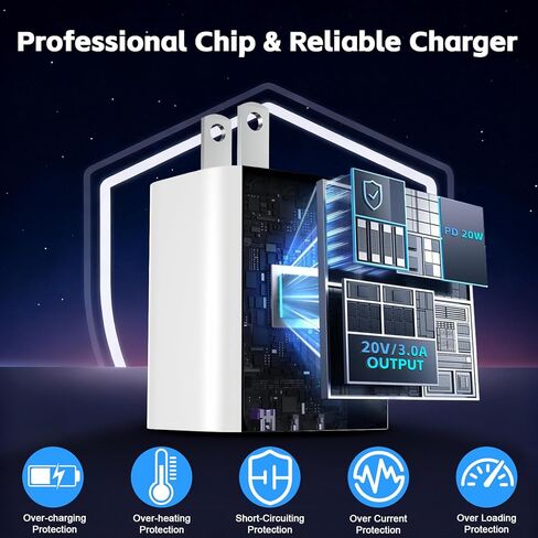 كتلة شاحن USB ， PD20W كتلة شاحن USBC و USB الشحن السريع شحن المكونات المزدوجة للمنفذ المنفذ ， متوافق مع الهاتف 16/15/14/13/11/11/X/8 ، PAD ، SAM SUNG ، Google ، Galaxy & More in Kuwait