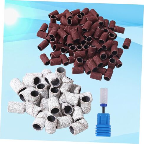 OUNONA 201Pcs Sanding Band with Ceramic Grinding Head Includes Grit Sleeves White Brown Grinding Head for Manicure and Pedicure for Nail Gel Polish in Saudi Arabia