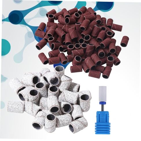 OUNONA 201Pcs Sanding Band with Ceramic Grinding Head Includes Grit Sleeves White Brown Grinding Head for Manicure and Pedicure for Nail Gel Polish in Saudi Arabia