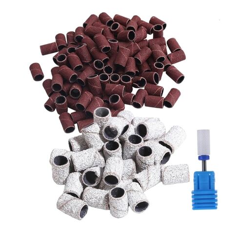 OUNONA 201Pcs Sanding Band with Ceramic Grinding Head Includes Grit Sleeves White Brown Grinding Head for Manicure and Pedicure for Nail Gel Polish in Saudi Arabia