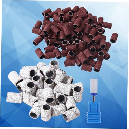 OUNONA 201Pcs Sanding Band with Ceramic Grinding Head Includes Grit Sleeves White Brown Grinding Head for Manicure and Pedicure for Nail Gel Polish in Saudi Arabia