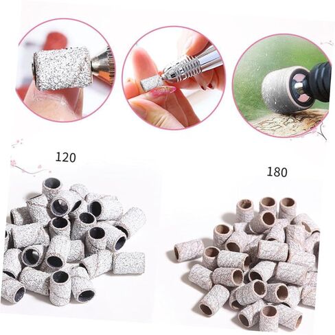 OUNONA 201Pcs Sanding Band with Ceramic Grinding Head Includes Grit Sleeves White Brown Grinding Head for Manicure and Pedicure for Nail Gel Polish in Saudi Arabia