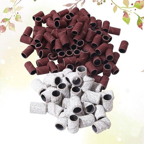 2Packs Manicure Sanding Bands Nail Polish Remover Sleeves White Brown for Nail Drills Suitable for Gel Polish Removal and Natural Artificial Nails in Saudi Arabia