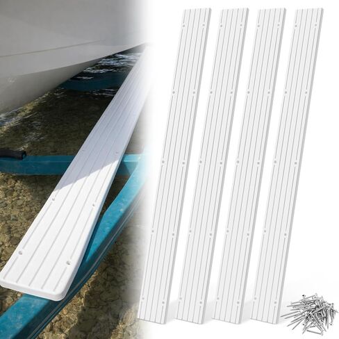 Sieral 4 Kit 3" x 48" Boat Trailer Bunk Slides, Heavy Duty PE Pads with Controlled Glide Safety Design, Includes 12 Pre-Drilled Holes and 50 Screws, for Smooth and Safe Loading & Launching in Saudi Arabia