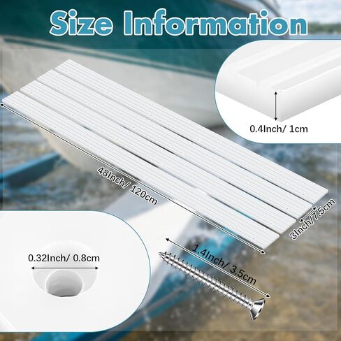 Sieral 4 Kit 3" x 48" Boat Trailer Bunk Slides, Heavy Duty PE Pads with Controlled Glide Safety Design, Includes 12 Pre-Drilled Holes and 50 Screws, for Smooth and Safe Loading & Launching in Saudi Arabia