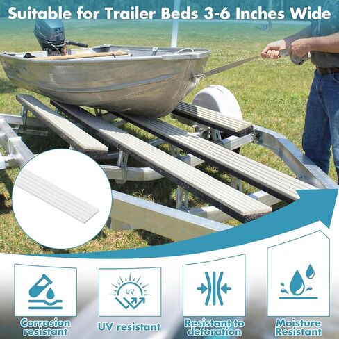 Sieral 4 Kit 3" x 48" Boat Trailer Bunk Slides, Heavy Duty PE Pads with Controlled Glide Safety Design, Includes 12 Pre-Drilled Holes and 50 Screws, for Smooth and Safe Loading & Launching in Saudi Arabia