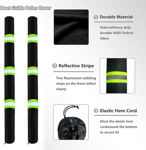 2Pcs with Reflective Stripe Boat Trailer Guide Pole Covers,for Pontoon Fishing Boat,Sailboat Trailer Waterproof Heavy Duty UV Fade Proof Canvas Protective Cover. (60’’) in Saudi Arabia