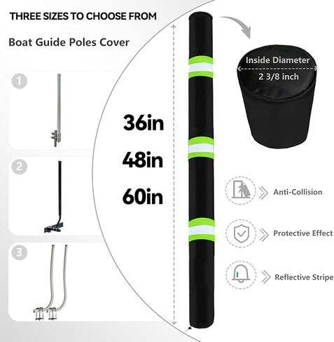 2Pcs with Reflective Stripe Boat Trailer Guide Pole Covers,for Pontoon Fishing Boat,Sailboat Trailer Waterproof Heavy Duty UV Fade Proof Canvas Protective Cover. (60’’) in Saudi Arabia
