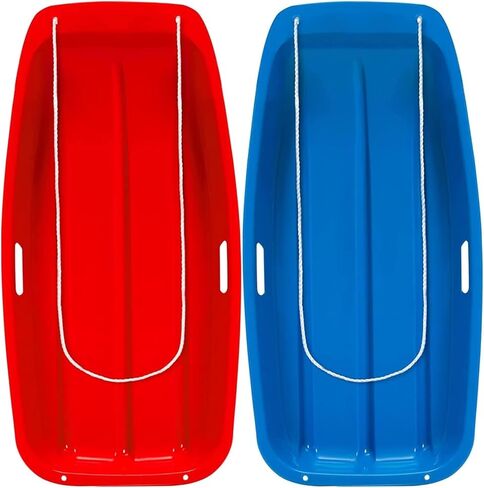 زلاجات ثلج لايتنينج مقاس 81.28 سم × 43.18 سم، عبوتان من زلاجات الثلج البلاستيكية مع مقبضين وحبل سحب، زلاجات ثلج شتوية للبالغين in Kuwait