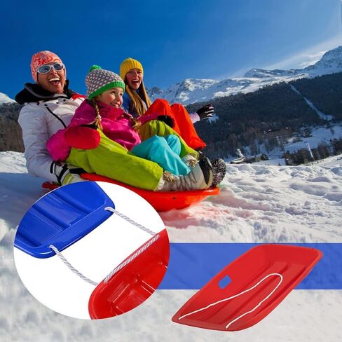 زلاجات ثلج لايتنينج مقاس 81.28 سم × 43.18 سم، عبوتان من زلاجات الثلج البلاستيكية مع مقبضين وحبل سحب، زلاجات ثلج شتوية للبالغين in Kuwait