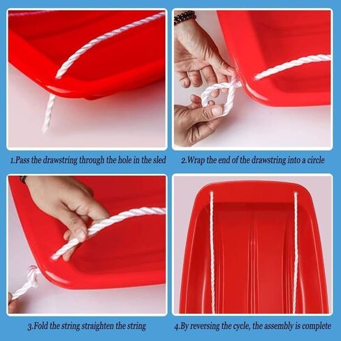 زلاجات ثلج لايتنينج مقاس 81.28 سم × 43.18 سم، عبوتان من زلاجات الثلج البلاستيكية مع مقبضين وحبل سحب، زلاجات ثلج شتوية للبالغين in Kuwait