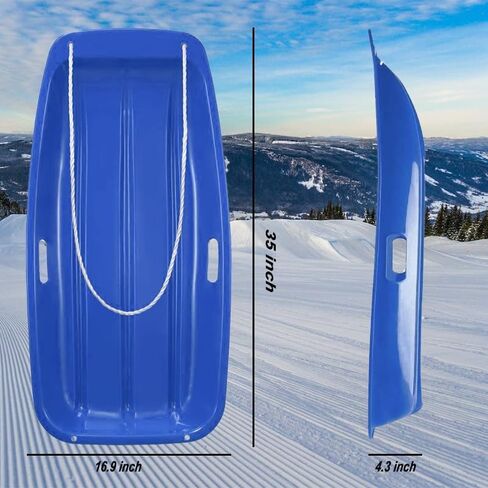 زلاجات ثلج لايتنينج مقاس 81.28 سم × 43.18 سم، عبوتان من زلاجات الثلج البلاستيكية مع مقبضين وحبل سحب، زلاجات ثلج شتوية للبالغين in Kuwait