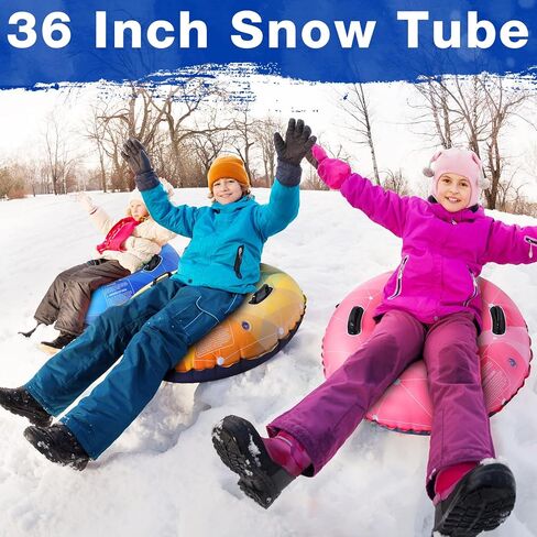 Poen 4 عبوات من أنابيب زلاجات الثلج القابلة للنفخ مقاس 91.44 سم، ألعاب أنبوبية من البلاستيك الثلجي شديدة التحمل، زلاجات سفلية صلبة سميكة مع مقابض للبالغين، ألعاب شتوية، رياضات التزلج في الهواء الطلق (نابضة بالحياة) in Kuwait