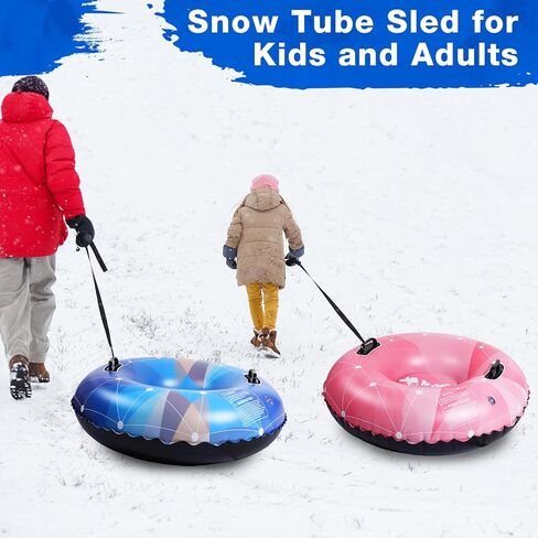 Poen 4 عبوات من أنابيب زلاجات الثلج القابلة للنفخ مقاس 91.44 سم، ألعاب أنبوبية من البلاستيك الثلجي شديدة التحمل، زلاجات سفلية صلبة سميكة مع مقابض للبالغين، ألعاب شتوية، رياضات التزلج في الهواء الطلق (نابضة بالحياة) in Kuwait