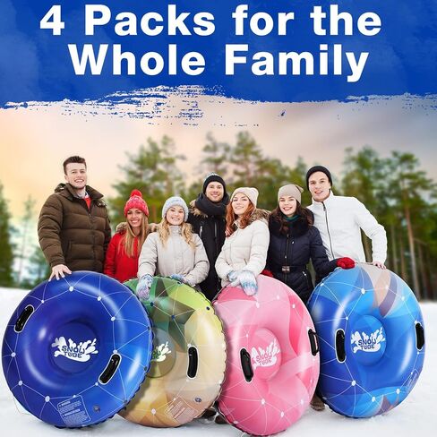Poen 4 عبوات من أنابيب زلاجات الثلج القابلة للنفخ مقاس 91.44 سم، ألعاب أنبوبية من البلاستيك الثلجي شديدة التحمل، زلاجات سفلية صلبة سميكة مع مقابض للبالغين، ألعاب شتوية، رياضات التزلج في الهواء الطلق (نابضة بالحياة) in Kuwait