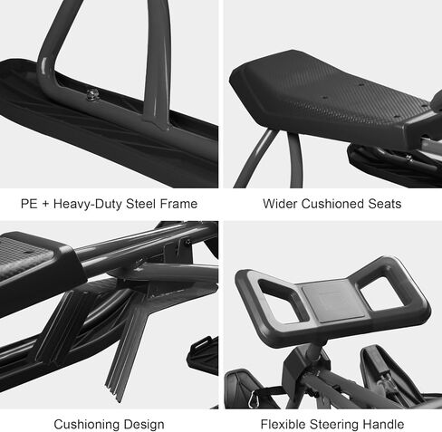 Snow Racer Sled Ski Sled Slider with Steering Wheel & Anti-Slip Seat 4.5-Foot Pull Rope Adults Winter Sport Sled for 176 LBS Loading Capacity Skiing Ice Skating Sand Skating in Saudi Arabia
