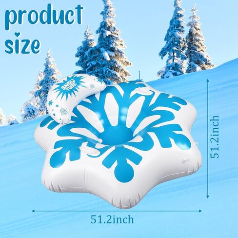 أنبوب تزلج سداسية الشكل قابل للنفخ في الشتاء من Soulchen، أنبوب ثلج سفلي مغطى بمقابض مدمجة، زلاجات ندفة الثلج للحدائق الثلجية والساحات الخلفية ومتعة الأسرة والأنشطة الشتوية الخارجية in Kuwait