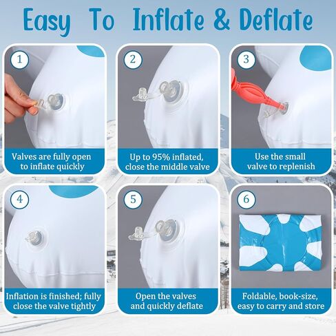 أنبوب تزلج سداسية الشكل قابل للنفخ في الشتاء من Soulchen، أنبوب ثلج سفلي مغطى بمقابض مدمجة، زلاجات ندفة الثلج للحدائق الثلجية والساحات الخلفية ومتعة الأسرة والأنشطة الشتوية الخارجية in Kuwait