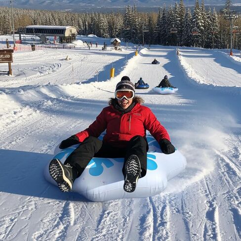 أنبوب تزلج سداسية الشكل قابل للنفخ في الشتاء من Soulchen، أنبوب ثلج سفلي مغطى بمقابض مدمجة، زلاجات ندفة الثلج للحدائق الثلجية والساحات الخلفية ومتعة الأسرة والأنشطة الشتوية الخارجية in Kuwait