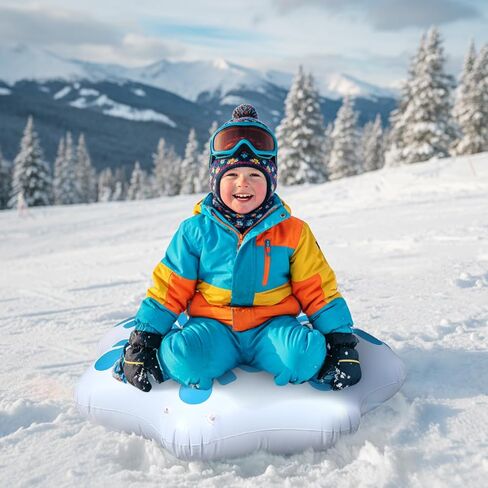 أنبوب تزلج سداسية الشكل قابل للنفخ في الشتاء من Soulchen، أنبوب ثلج سفلي مغطى بمقابض مدمجة، زلاجات ندفة الثلج للحدائق الثلجية والساحات الخلفية ومتعة الأسرة والأنشطة الشتوية الخارجية in Kuwait