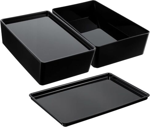 2 Pcs Multipurpose Stackable Storage Containers, 6.5x10 Plastic Bins With Lids, Black, For Home And Office Organization Food Service Bus Tubs in Saudi Arabia