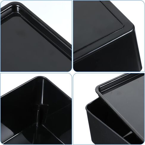 2 Pcs Multipurpose Stackable Storage Containers, 6.5x10 Plastic Bins With Lids, Black, For Home And Office Organization Food Service Bus Tubs in Saudi Arabia
