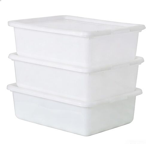 3 عبوات من أحواض الحافلات التجارية البلاستيكية سعة 13 لتر مع غطاء، وحوض أطباق المطاعم، باللون الأبيض in Kuwait