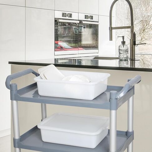 3 عبوات من أحواض الحافلات التجارية البلاستيكية سعة 13 لتر مع غطاء، وحوض أطباق المطاعم، باللون الأبيض in Kuwait