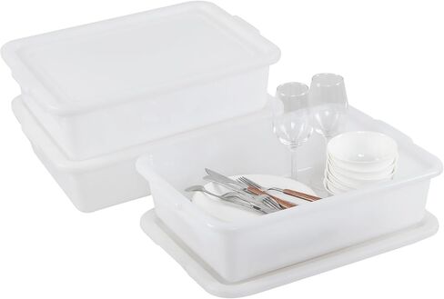 3 عبوات من أحواض الحافلات التجارية البلاستيكية سعة 13 لتر مع غطاء، وحوض أطباق المطاعم، باللون الأبيض in Kuwait