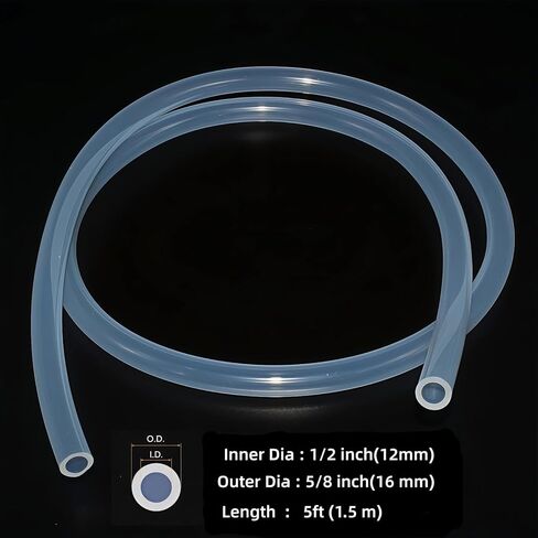 Silicone Tubing 1/2" ID（0.473") x 5/8" OD(0.63") x5 FT Food grade silicone tube clear high temperatures are used for home wine making(Multiple Sizes) Pure Silicone Hose Tube in Saudi Arabia