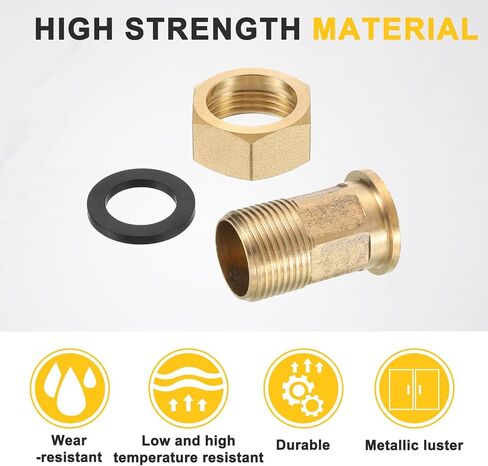 uxcell 2Pcs Brass Water Meter Pipe Fittings, G3/4" Male x G1" Female Threaded Brass Hex Nipple Connector with Seal Washer for Water Meter Coupling Replacement and Repair in Saudi Arabia