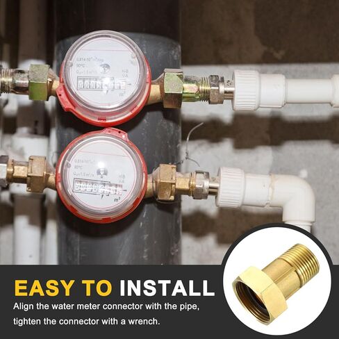 uxcell 2Pcs Brass Water Meter Pipe Fitting, G1" Male x G1-1/4" Female Threaded Brass Hex Nipple Connector with Seal Washer for Water Meter Coupling Replacement and Repair in Saudi Arabia