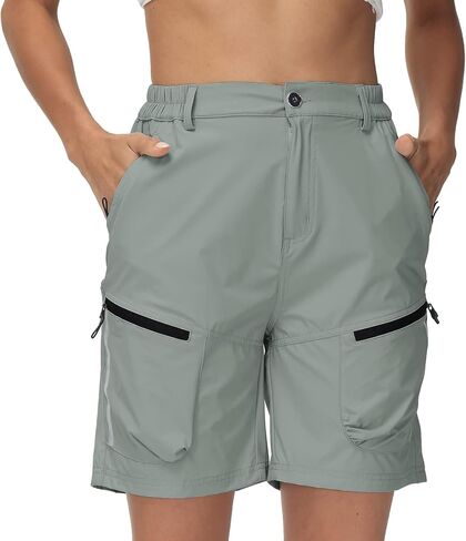 Women's Waterproof Casual Cargo Hiking Shorts Durable Fabric Pants with Multi-Function Zipper Pockets in Saudi Arabia