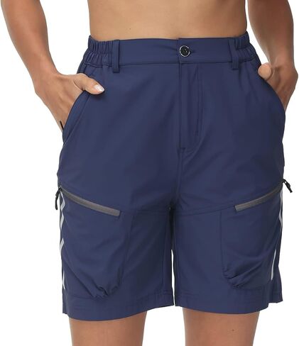 Women's Waterproof Casual Cargo Hiking Shorts Durable Fabric Pants with Multi-Function Zipper Pockets in Saudi Arabia