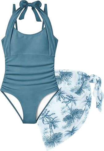Girls One Piece Swimsiut Adjustable Straps Bathing Suit with Mesh Cover Up in Saudi Arabia