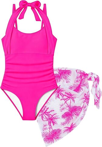 Girls One Piece Swimsiut Adjustable Straps Bathing Suit with Mesh Cover Up in Saudi Arabia