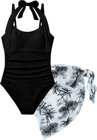 Girls One Piece Swimsiut Adjustable Straps Bathing Suit with Mesh Cover Up in Saudi Arabia