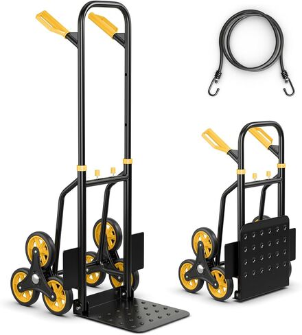 S AFSTAR Stair Climbing Cart, Heavy-Duty 350 lbs Capacity Stair Dolly for Stairs, Folding Trolley Cart with Telescoping Handle & Rubber Wheels, Portable Stair Climber Cart for Groceries Warehouse in Kuwait