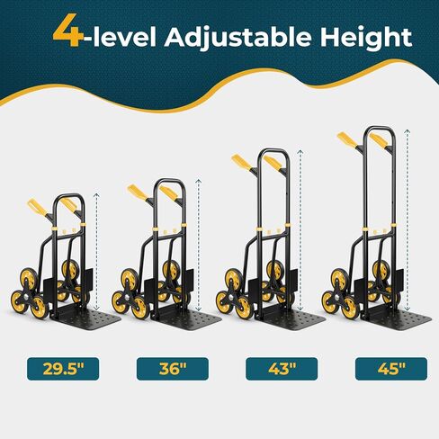 S AFSTAR Stair Climbing Cart, Heavy-Duty 350 lbs Capacity Stair Dolly for Stairs, Folding Trolley Cart with Telescoping Handle & Rubber Wheels, Portable Stair Climber Cart for Groceries Warehouse in Kuwait